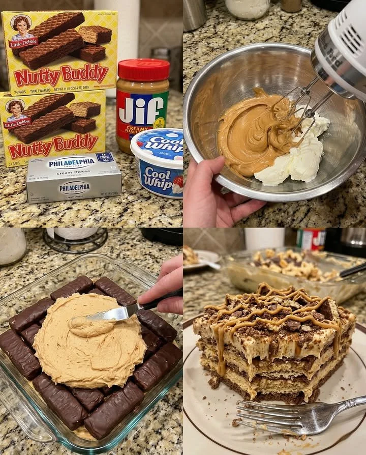 Delicious Nutty Buddy Peanut Butter Lasagna served on a plate