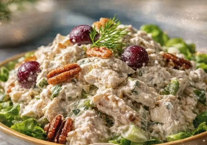 Old-Fashioned Southern Chicken Salad served in a bowl with fresh ingredients