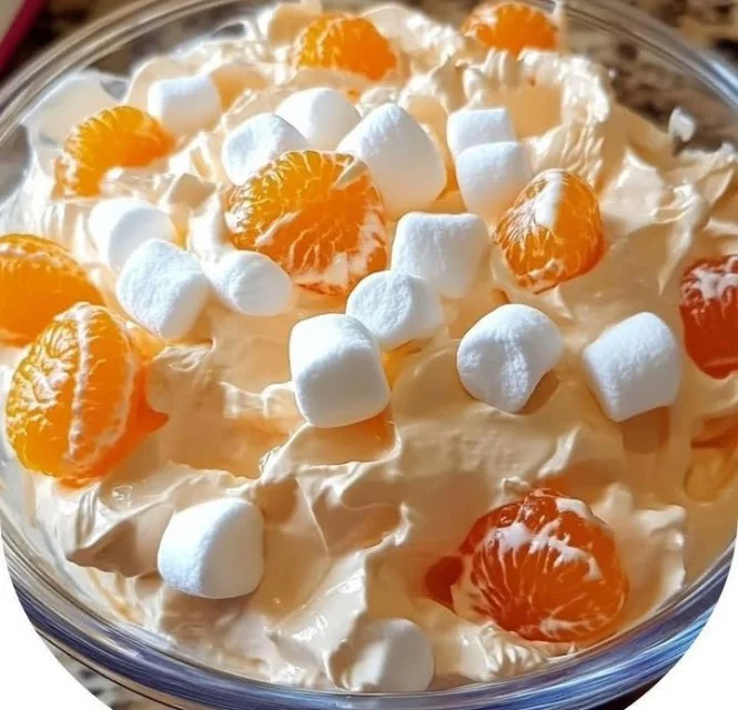 Fresh and vibrant Orange Dreamsicle Salad with citrus and creamy toppings