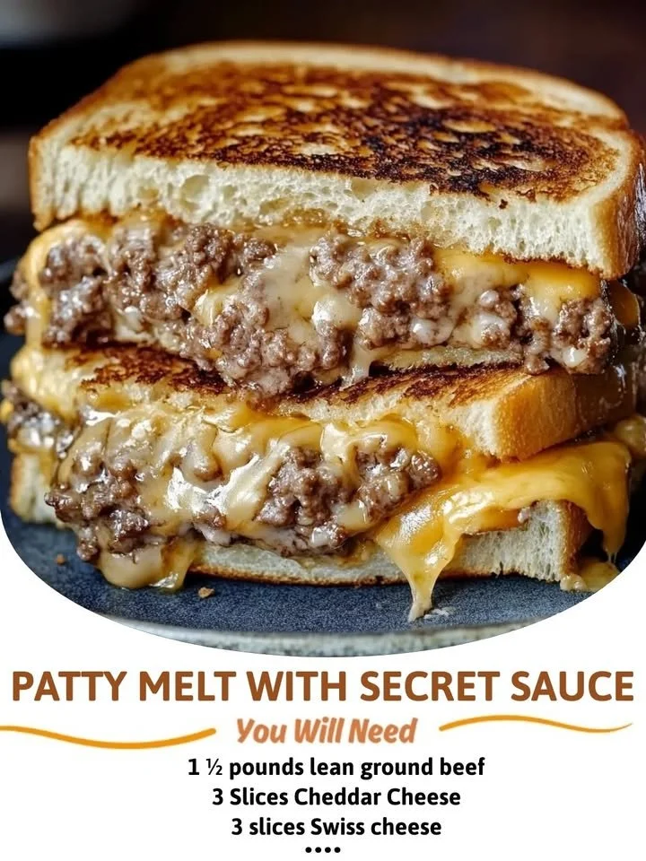 Delicious patty melt with secret sauce served on toasted bread