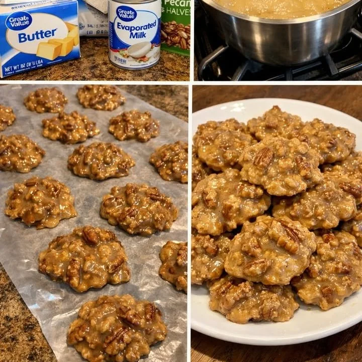 Delicious homemade pecan pralines with crunchy pecans and caramel.