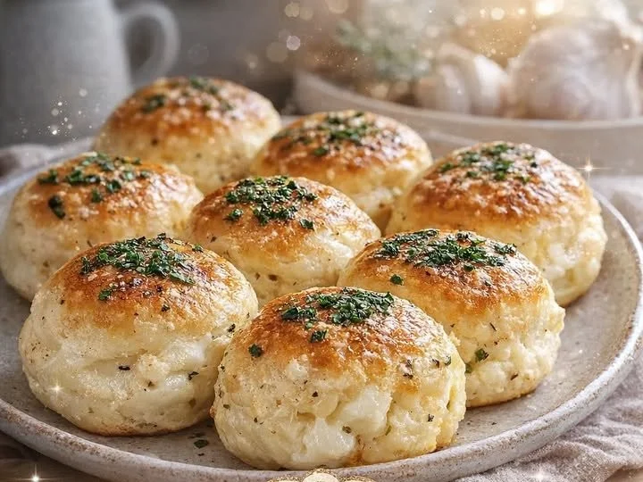 Pillsbury Biscuit Garlic Butter Cheese Bombs on a serving platter