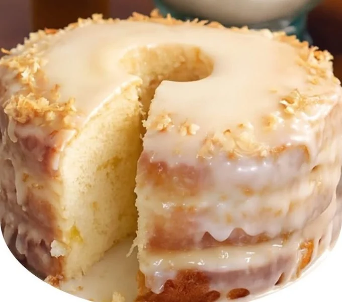 Slice of delicious Pineapple Coconut Pound Cake on a plate