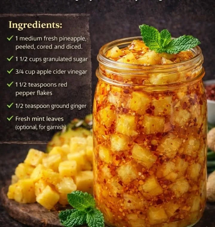 Delicious homemade Pineapple Cowboy Candy in a glass jar