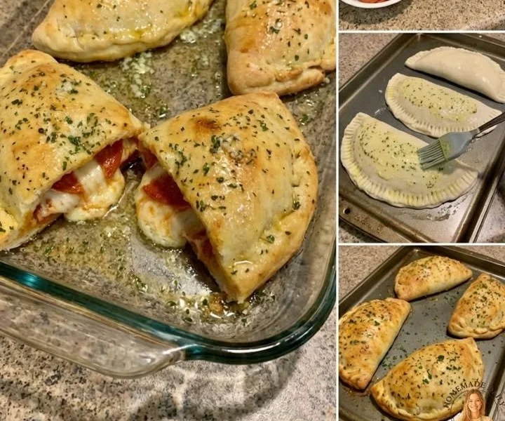 Delicious Pizza Calzones filled with cheese and toppings