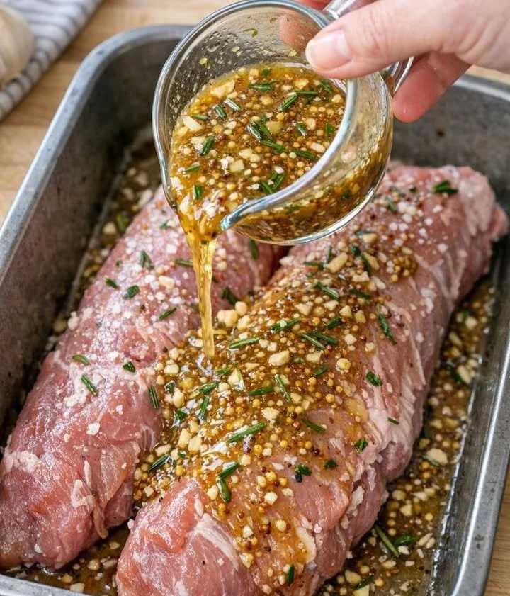 Pork tenderloin garnished with sauce for a delightful meal
