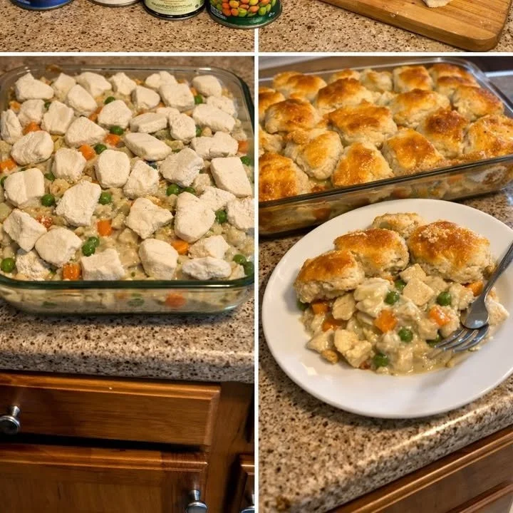 Delicious pot pie casserole with flaky crust and savory filling