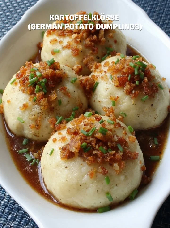 Delicious homemade potato dumplings served on a plate with herbs.