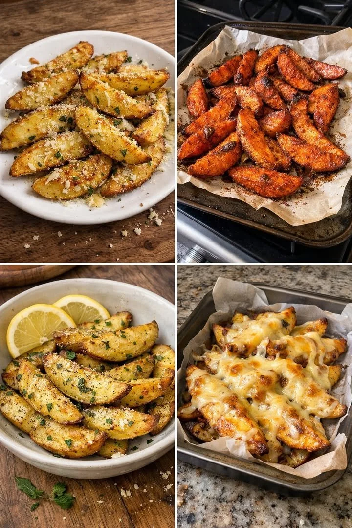 Crispy homemade potato wedges served with dipping sauce