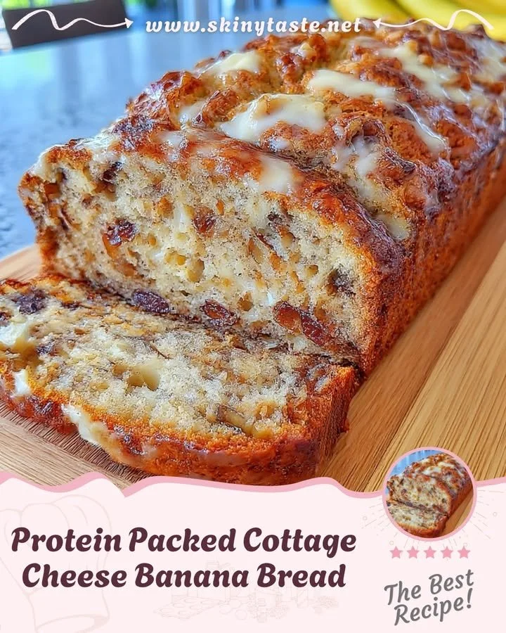 Protein packed cottage cheese banana bread loaf with bananas and walnuts