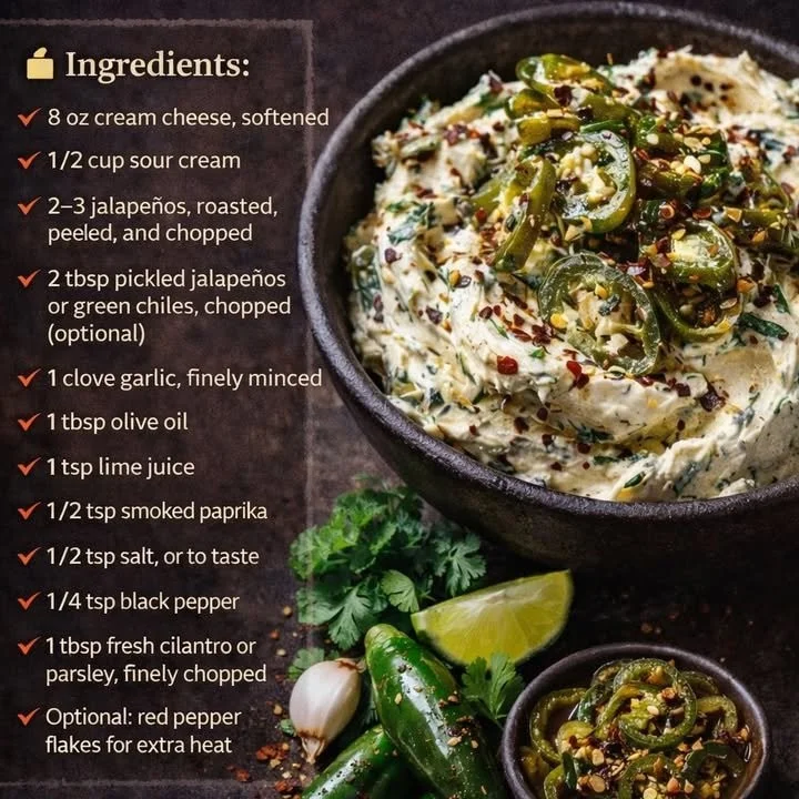 Delicious Roasted Jalapeño Cowboy Cream Cheese Dip served in a bowl