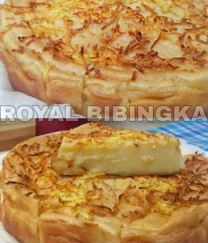 Delicious Royal Bibingka, a traditional Filipino rice cake topped with cheese and salted eggs.