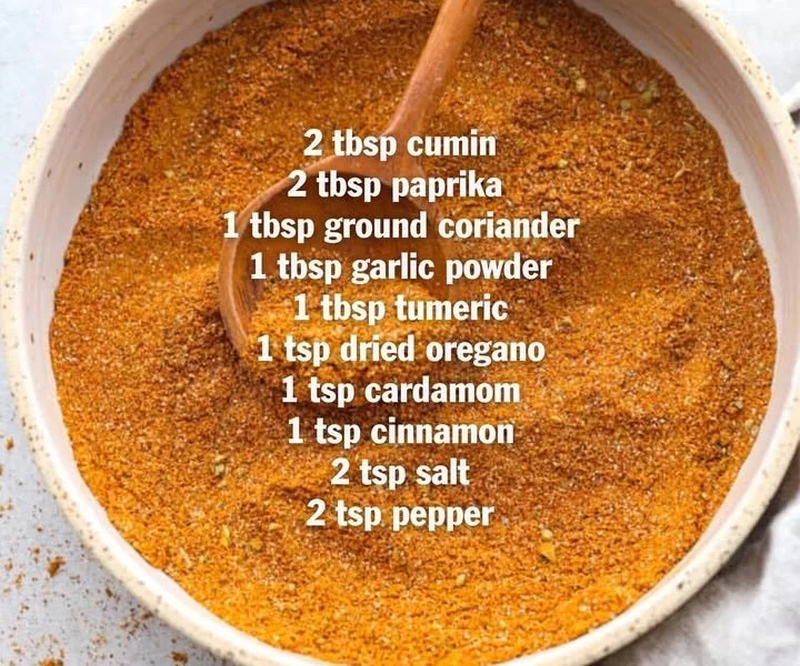 Shawarma seasoning blend in a bowl with spices and herbs