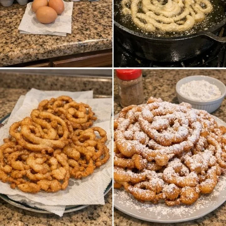 Delicious state fair funnel cakes topped with powdered sugar