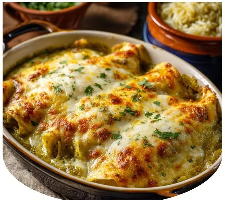 Delicious stuffed chile enchiladas served on a plate with toppings.