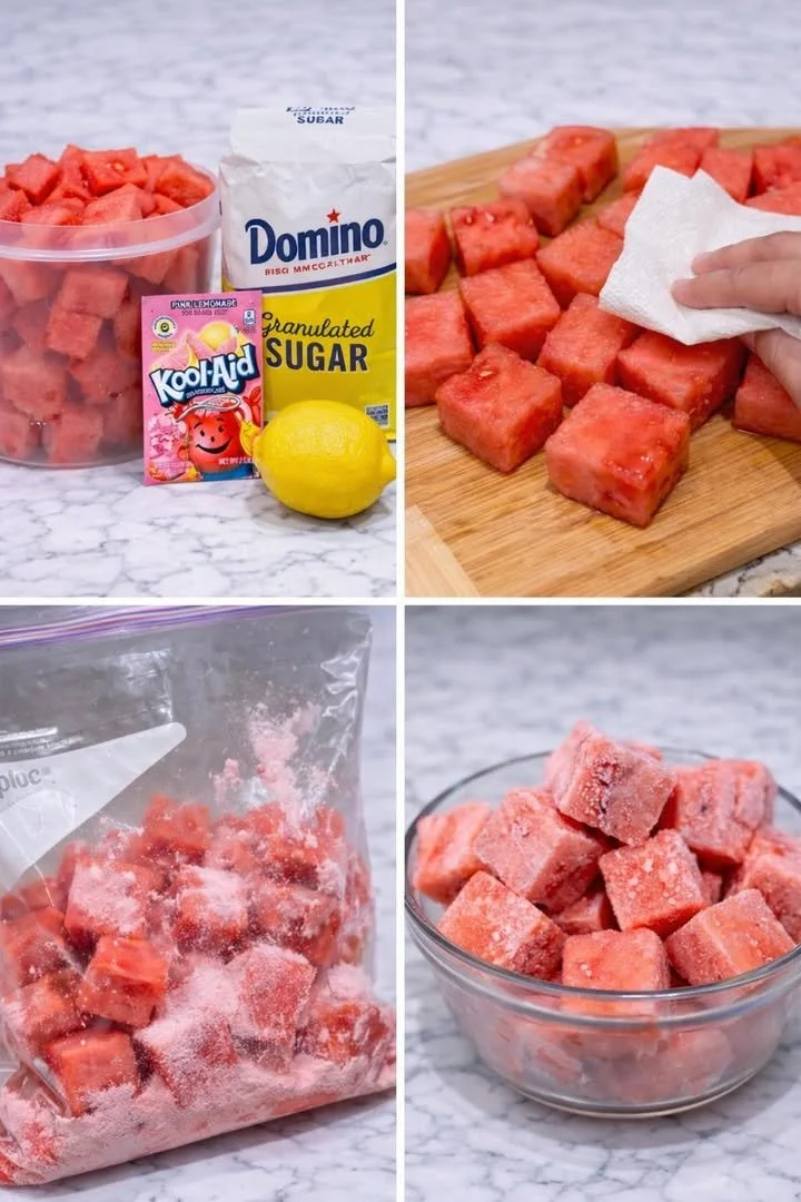 Delicious frozen watermelon slices infused with Kool-Aid flavor