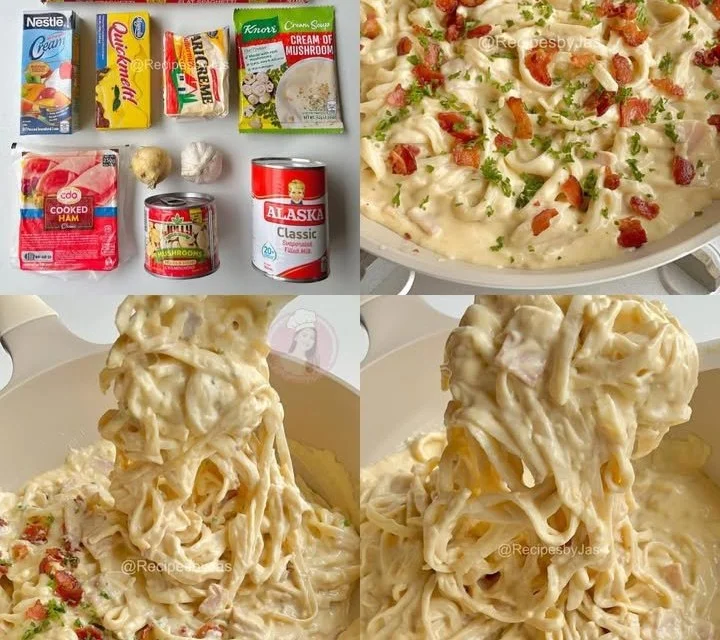 Delicious carbonara dish with creamy sauce and traditional ingredients