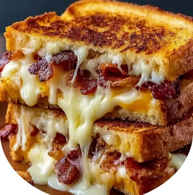 Triple Cheese Bacon Explosion Sandwich deliciously loaded with cheese and bacon