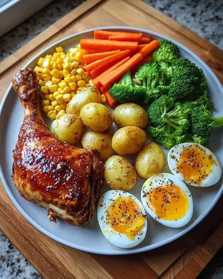 Ultimate Protein Power Plate with roasted chicken and colorful vegetables