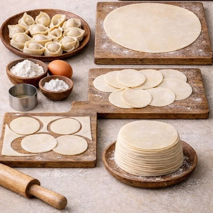 Plate of homemade dumplings made with wonton wraps