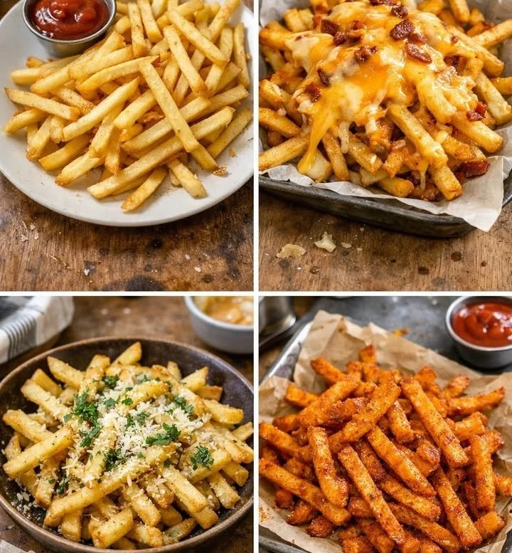 Delicious homemade French fries served with dipping sauces
