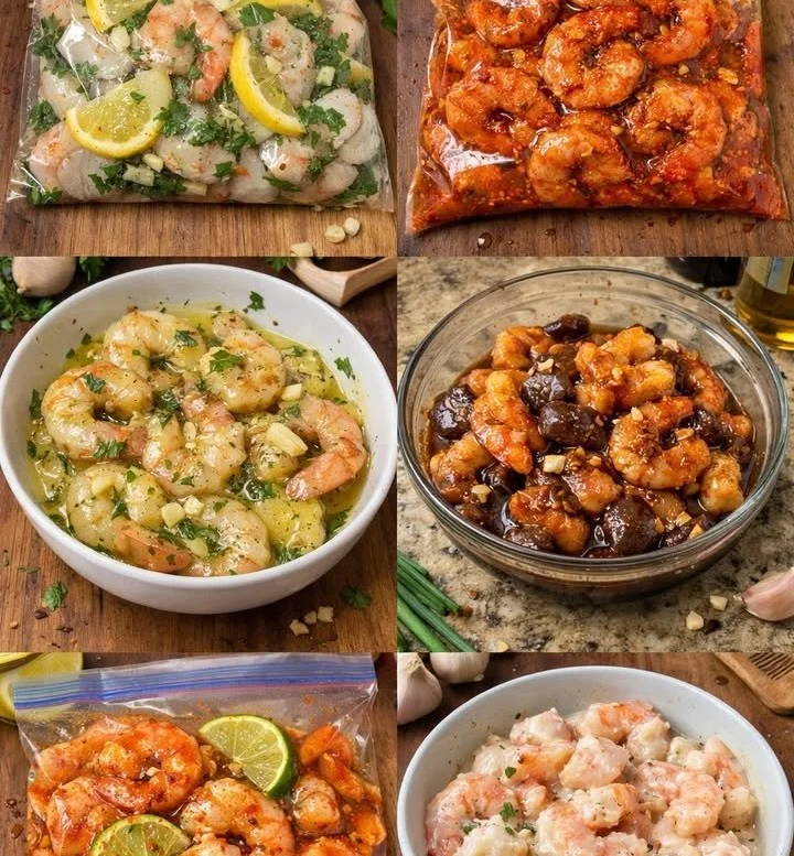 A variety of seafood marinades in bowls, enhancing fish and shellfish dishes.