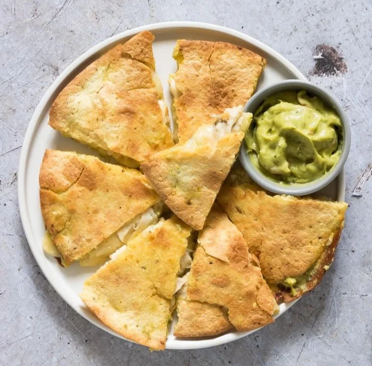 Crispy Air Fryer Chicken Quesadilla served on a plate.