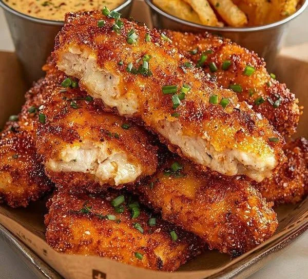 Plate of air fryer crack chicken tenders with dipping sauce
