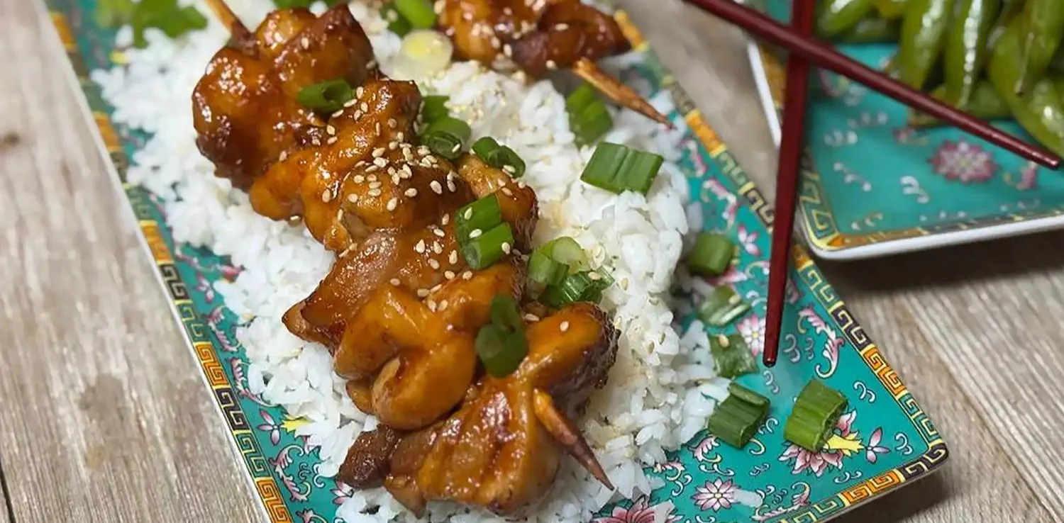 Air Fryer Korean Chicken Skewers seasoned and ready to cook