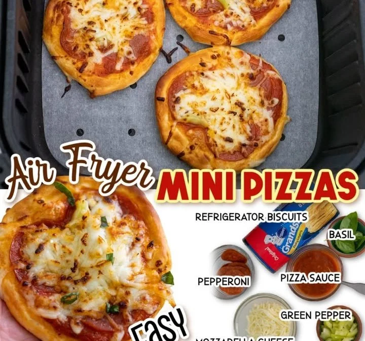 Delicious air fryer mini pizzas ready to be served.