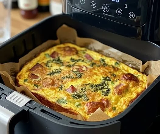 Delicious air fryer omelette cooked to perfection