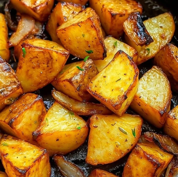 Air Fryer Onion Potatoes cooked to perfection