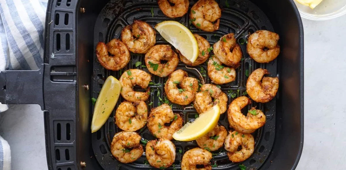 Delicious air fryer shrimp served with dipping sauce