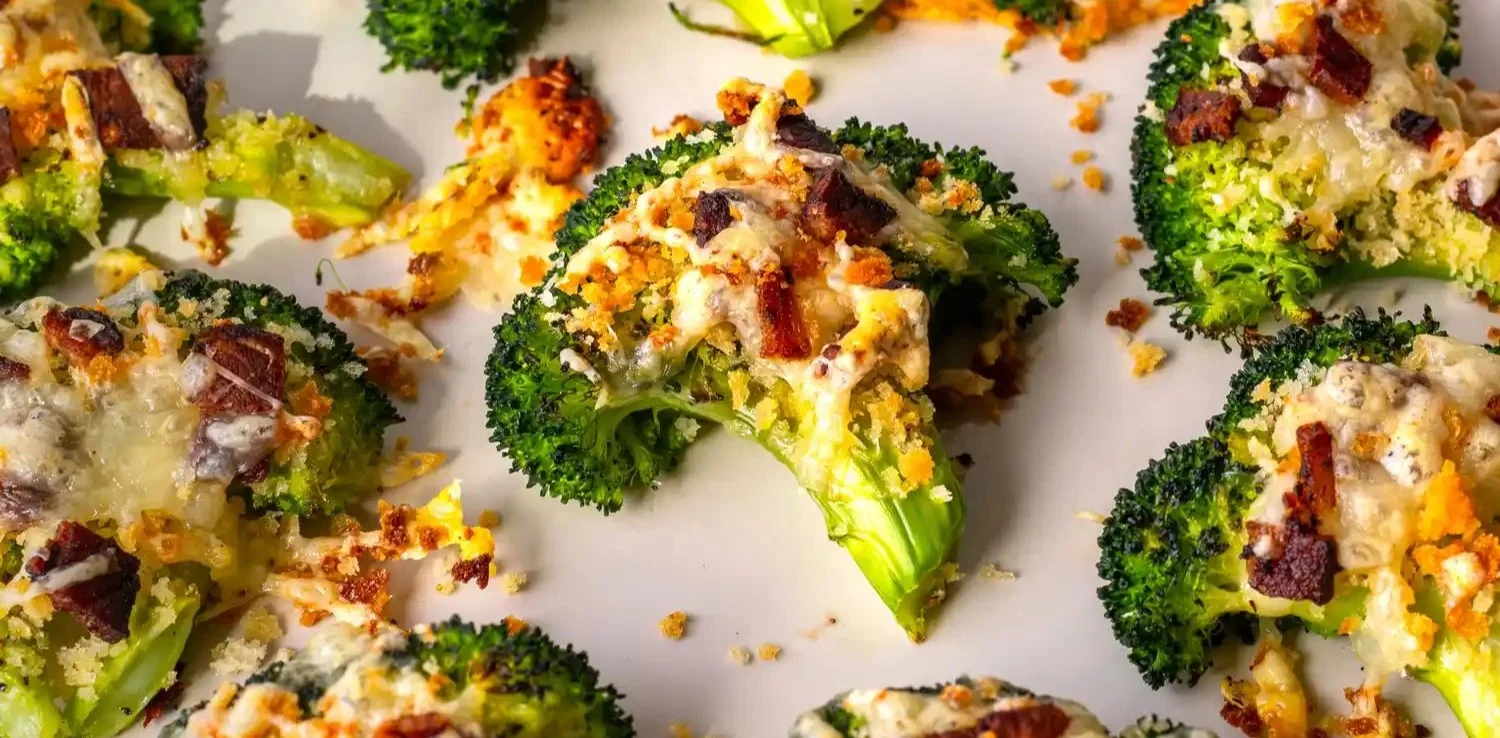 Crispy air fryer smashed broccoli served as a healthy side dish
