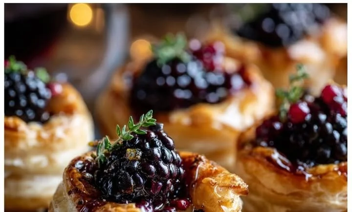 Blackberry-Brie Jalapeño Sizzle Bites appetizer on a platter
