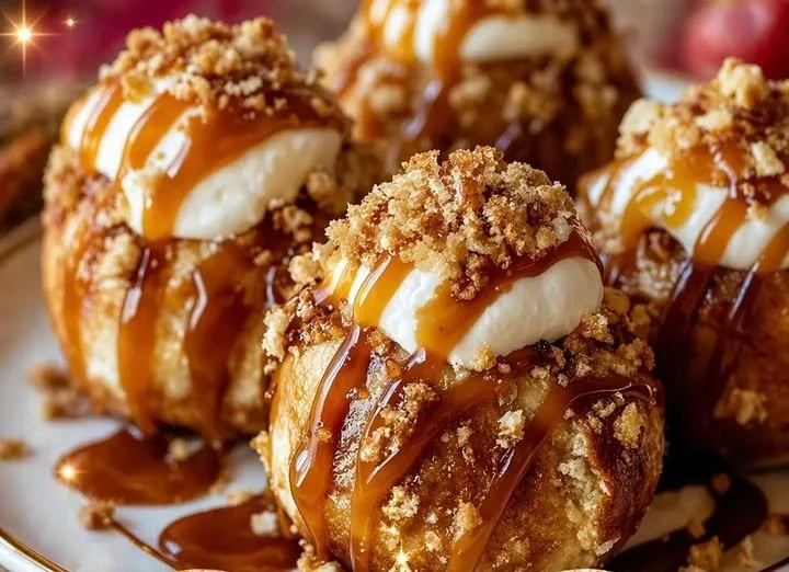 Delicious caramel apple pie bombs with gooey caramel and apple filling