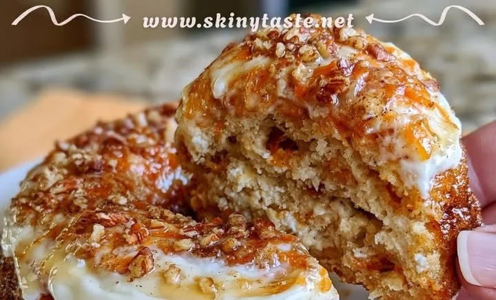 Carrot Cake Banana Cottage Cheese Baked Donut Cake topped with frosting and nuts