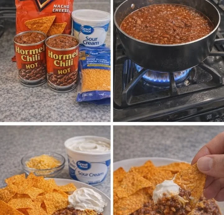Delicious Chili Cheese Nachos topped with melted cheese and jalapeños.