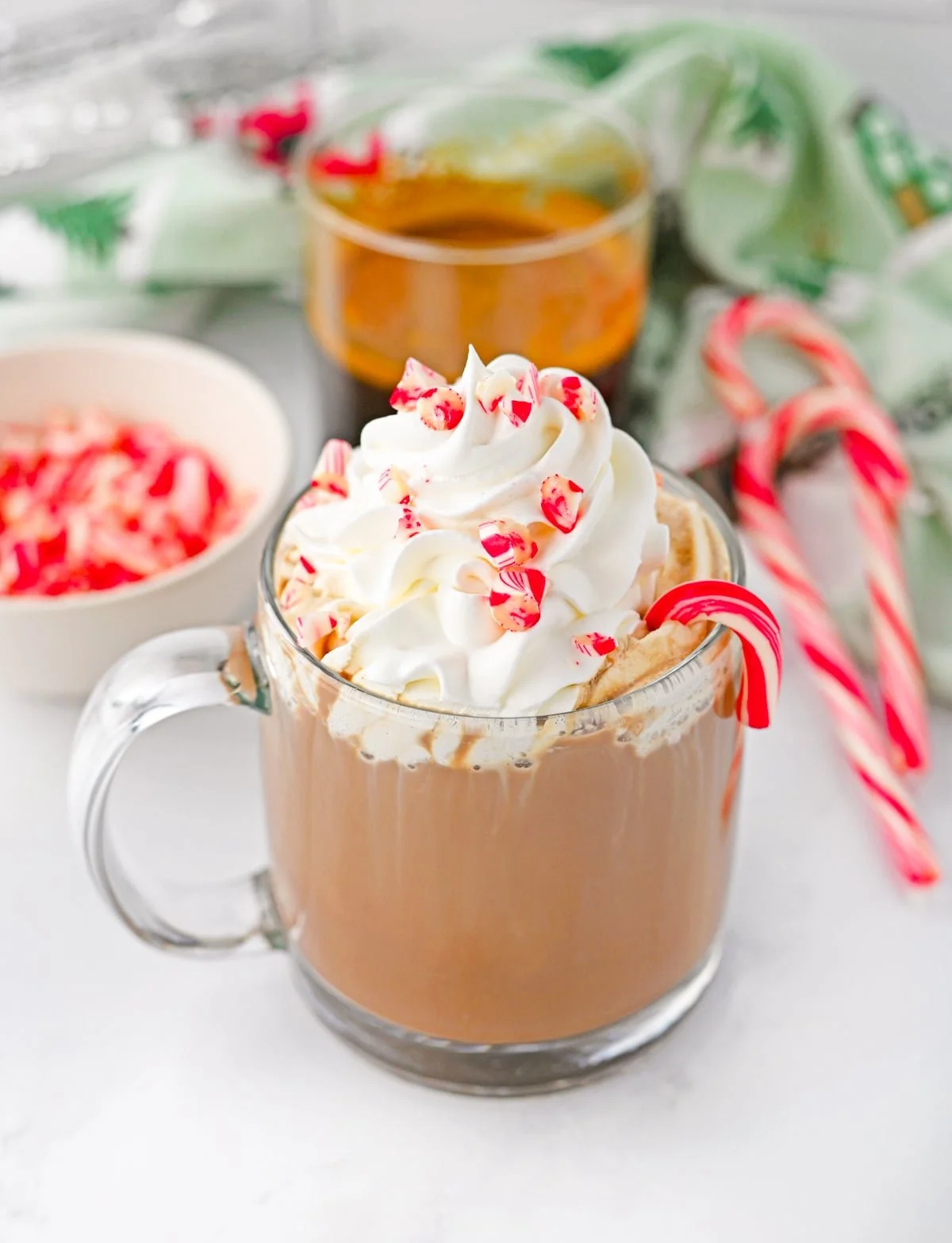 Delicious homemade peppermint mocha inspired by Starbucks recipe