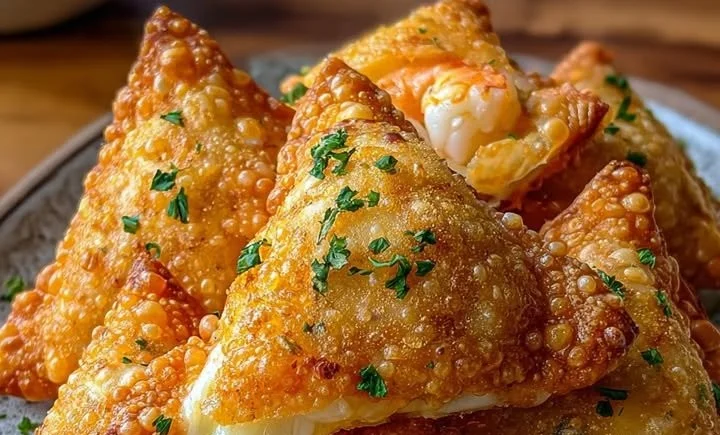 Crispy shrimp cheese stuffed bites on a plate