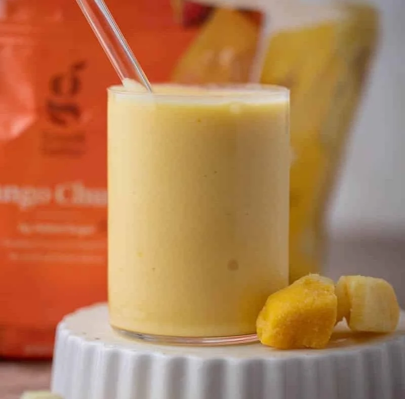 Homemade McDonald's Mango Pineapple Smoothie with fresh fruit ingredients