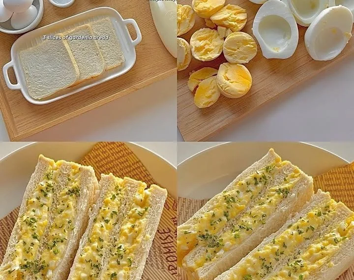 Delicious homemade egg sandwich on a plate with fresh ingredients