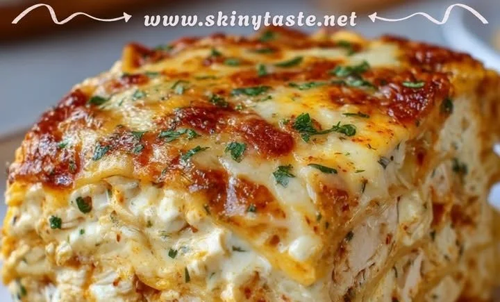 Firecracker Chicken Cottage Cheese Tortilla Lasagna dish ready to serve