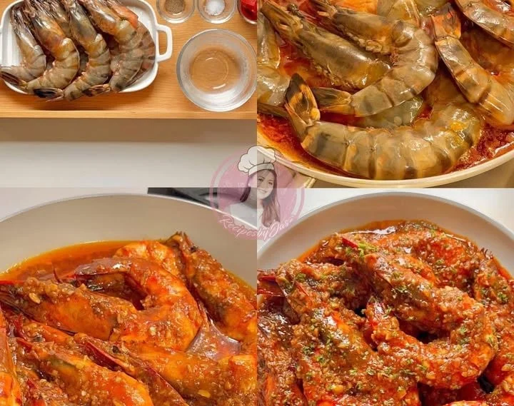 Delicious Garlic Butter Prawns served on a plate