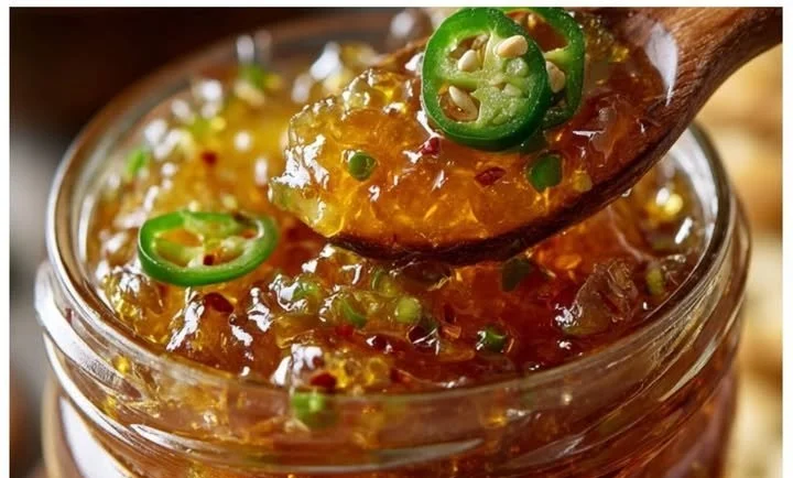Delicious homemade jalapeño jam in a jar