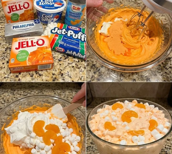 Delicious Orange Creamsicle Fluff dessert in a bowl