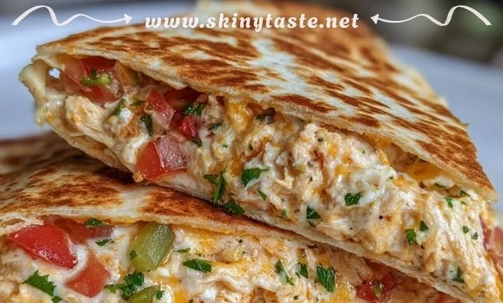 Pico de Gallo Chicken Cottage Cheese Quesadilla Pockets served on a plate