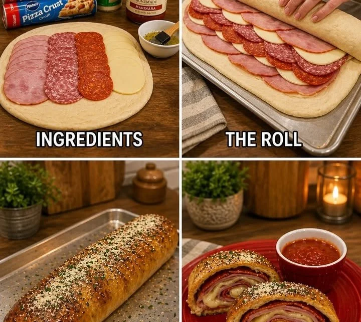 Delicious Italian Stromboli with savory fillings and golden crust