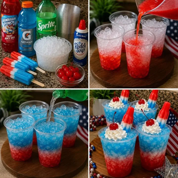 Colorful bomb pop punch cups for 4th of July celebration