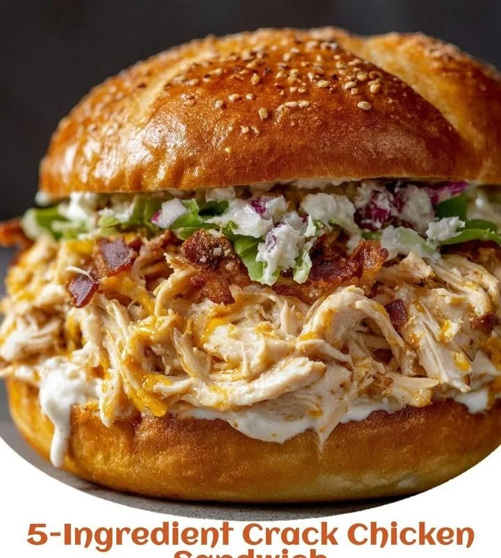 Delicious 5-ingredient Crack Chicken Sandwich loaded with flavor